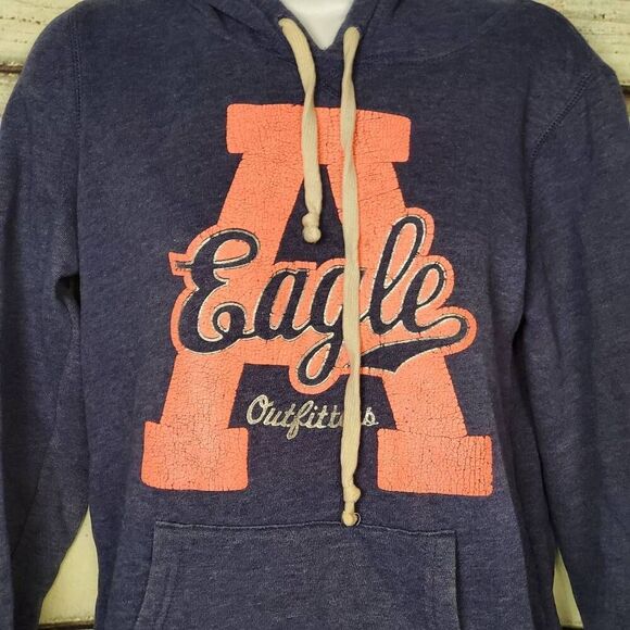American Eagle Outfitters Women’s Navy Blue Logo Hoodie Sweatshirt Size Small - Picture 2 of 6